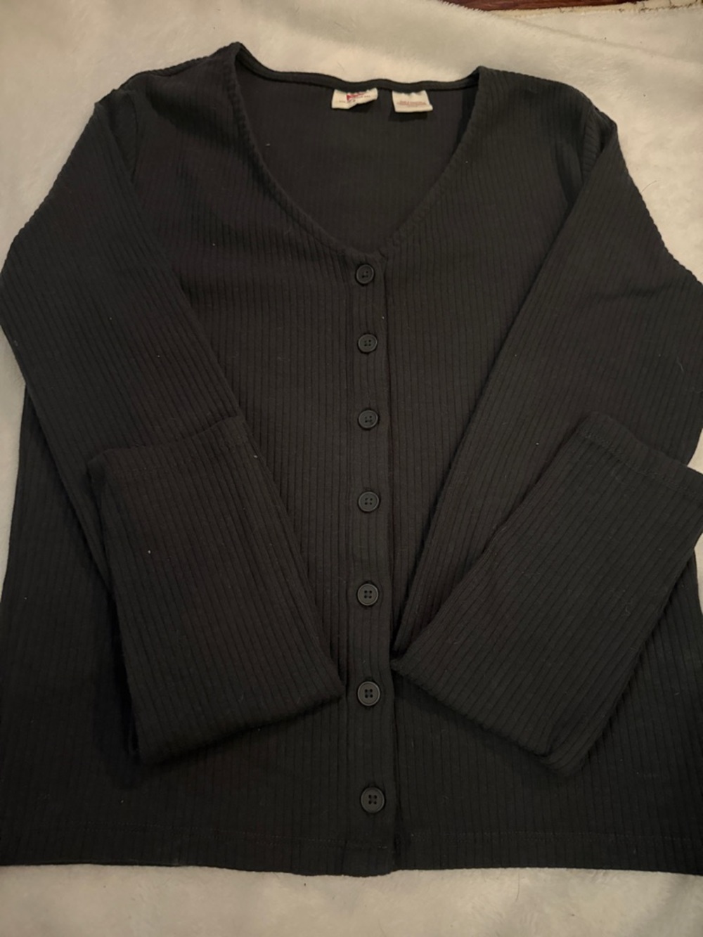 Levi's Black Ribbed V-Neck Button Cardigan